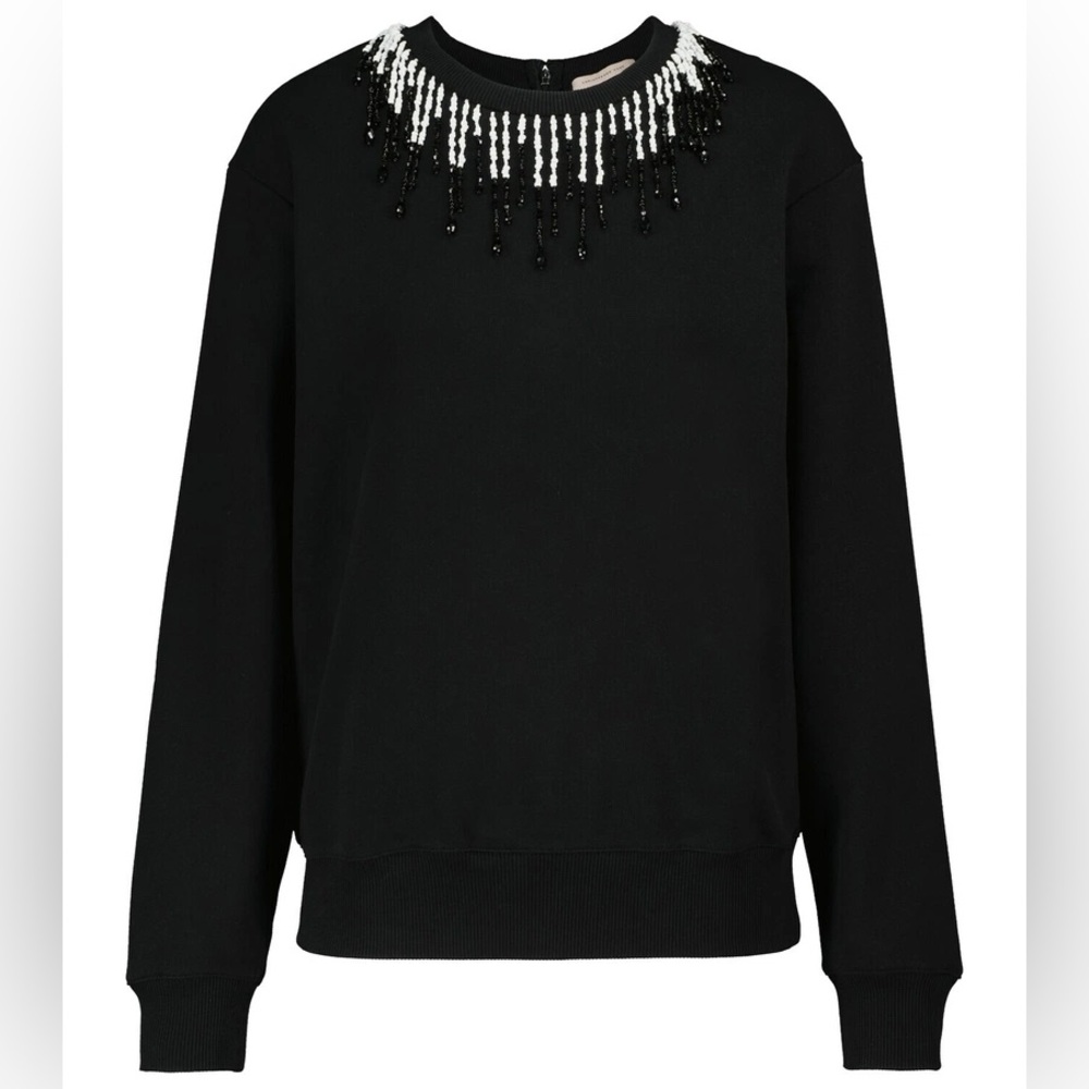 NWT Christopher Kane Beaded Embellished cotton sweatshirt in black size XS